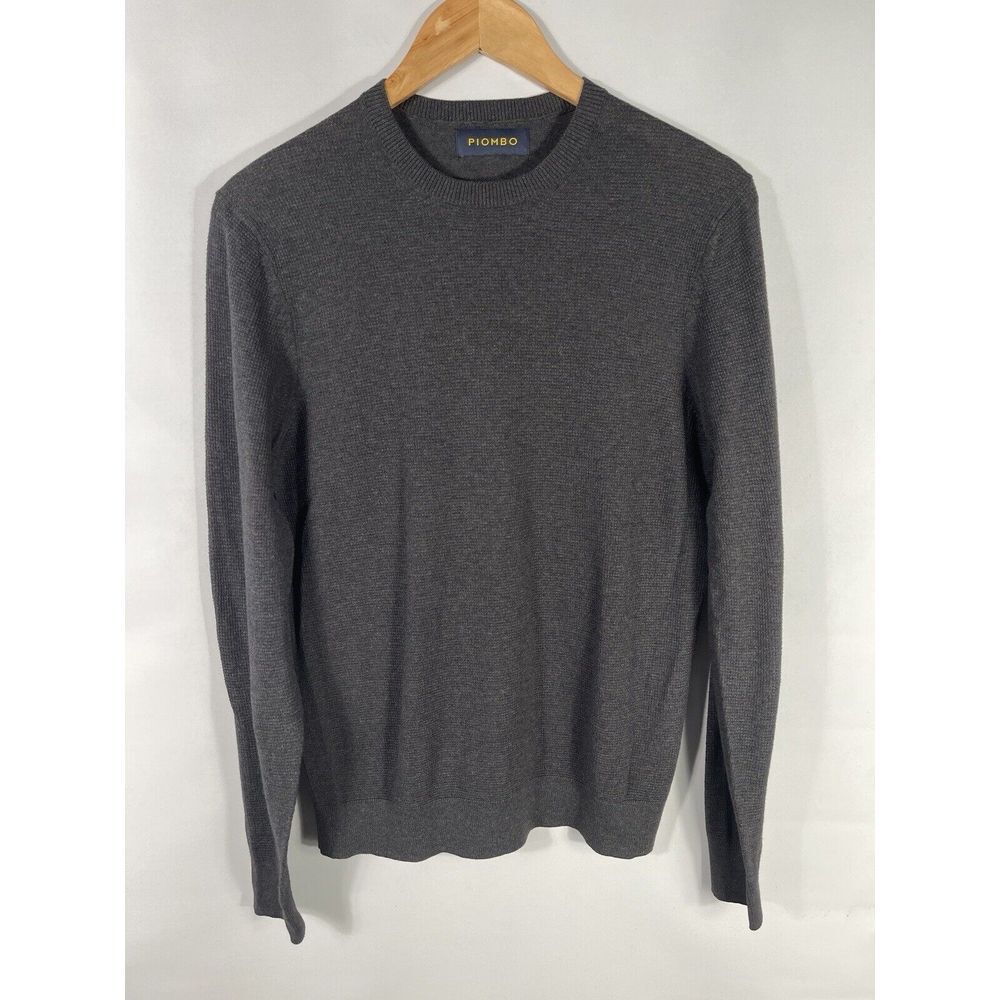 Piombo Men's Small Gray Cotton Crew Neck Knit Sweater‎